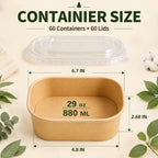 60 Pack 29OZ Disposable Meal Prep Containers, Paper Bowls With Lids