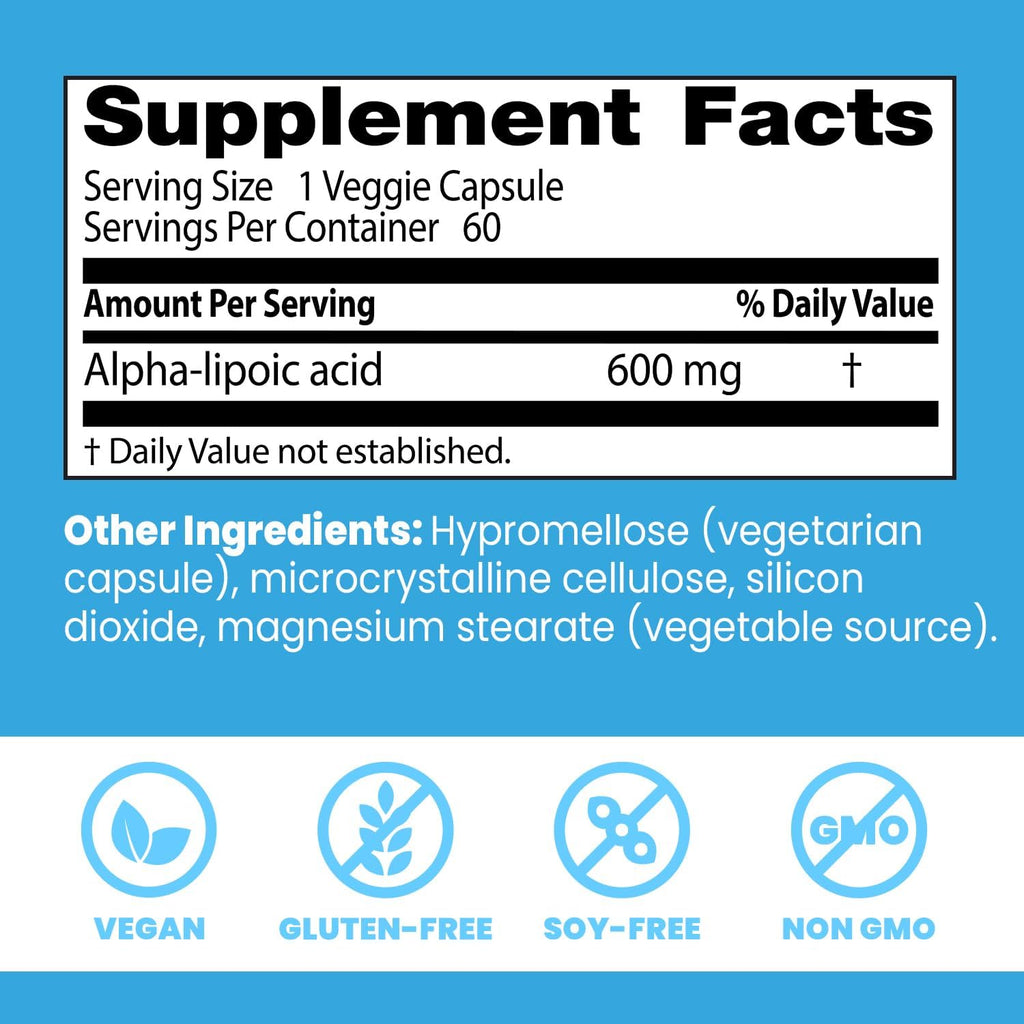Buy now Doctor's Best Alpha-Lipoic Acid 600, Supports Antioxidant Function & Glycemic Balances, Non-GMO, Gluten Free, Vegan, Soy Free, 600 mg, 60 Veggie Caps at indiglob india
