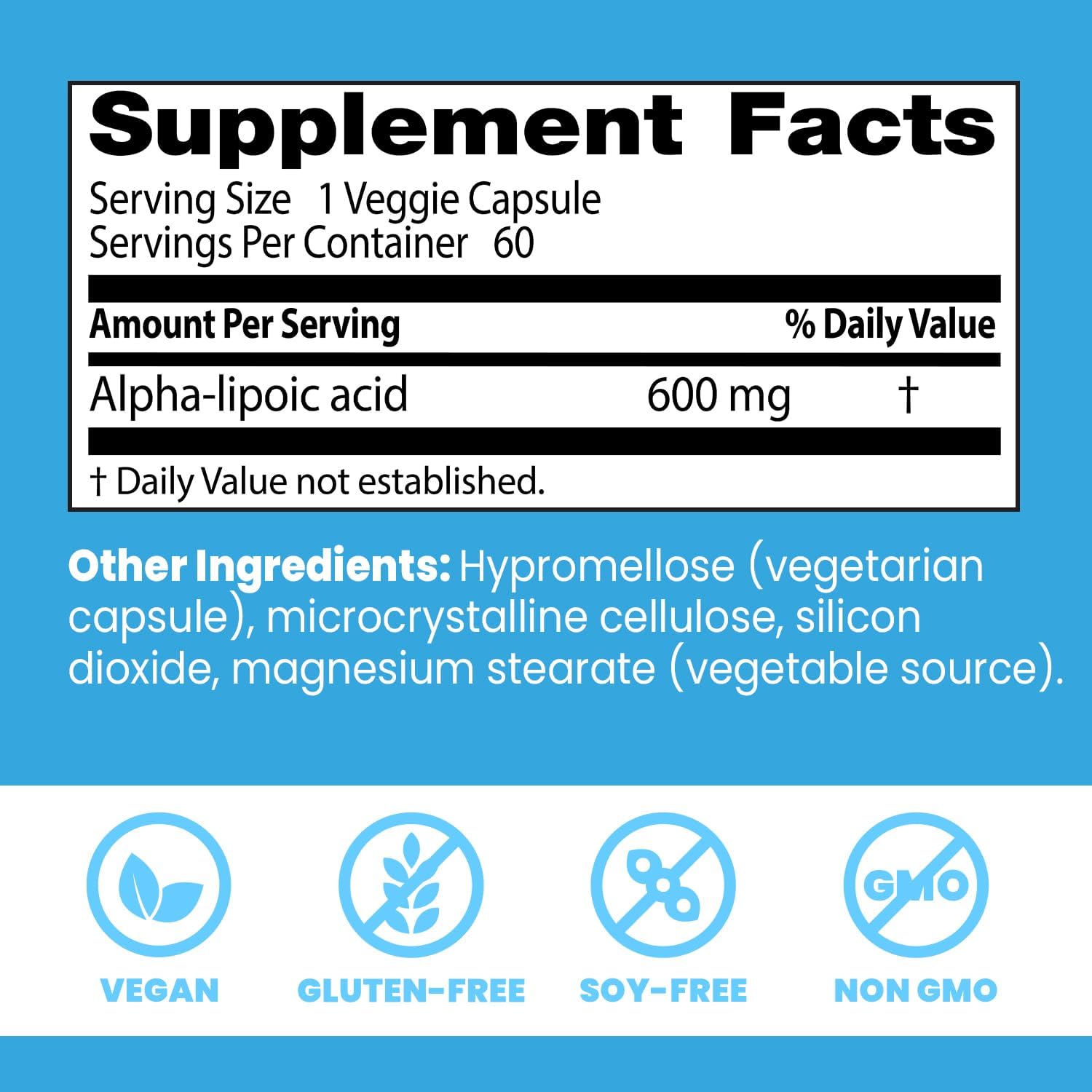 Buy now Doctor's Best Alpha-Lipoic Acid 600, Supports Antioxidant Function & Glycemic Balances, Non-GMO, Gluten Free, Vegan, Soy Free, 600 mg, 60 Veggie Caps at indiglob india