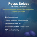 Focus Select AREDS2-Based Eye Vitamin Supplement with Low-Zinc, 120 Count | Lutein and zeaxanthin vision supplement for macular support, doctor-developed, safe for smokers, made in USA, 60-day supply