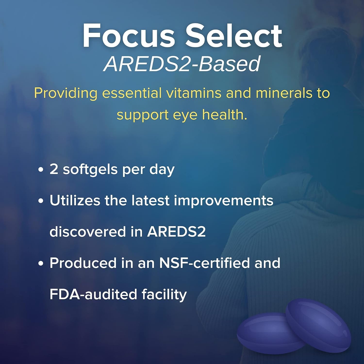Focus Select AREDS2-Based Eye Vitamin Supplement with Low-Zinc, 120 Count | Lutein and zeaxanthin vision supplement for macular support, doctor-developed, safe for smokers, made in USA, 60-day supply