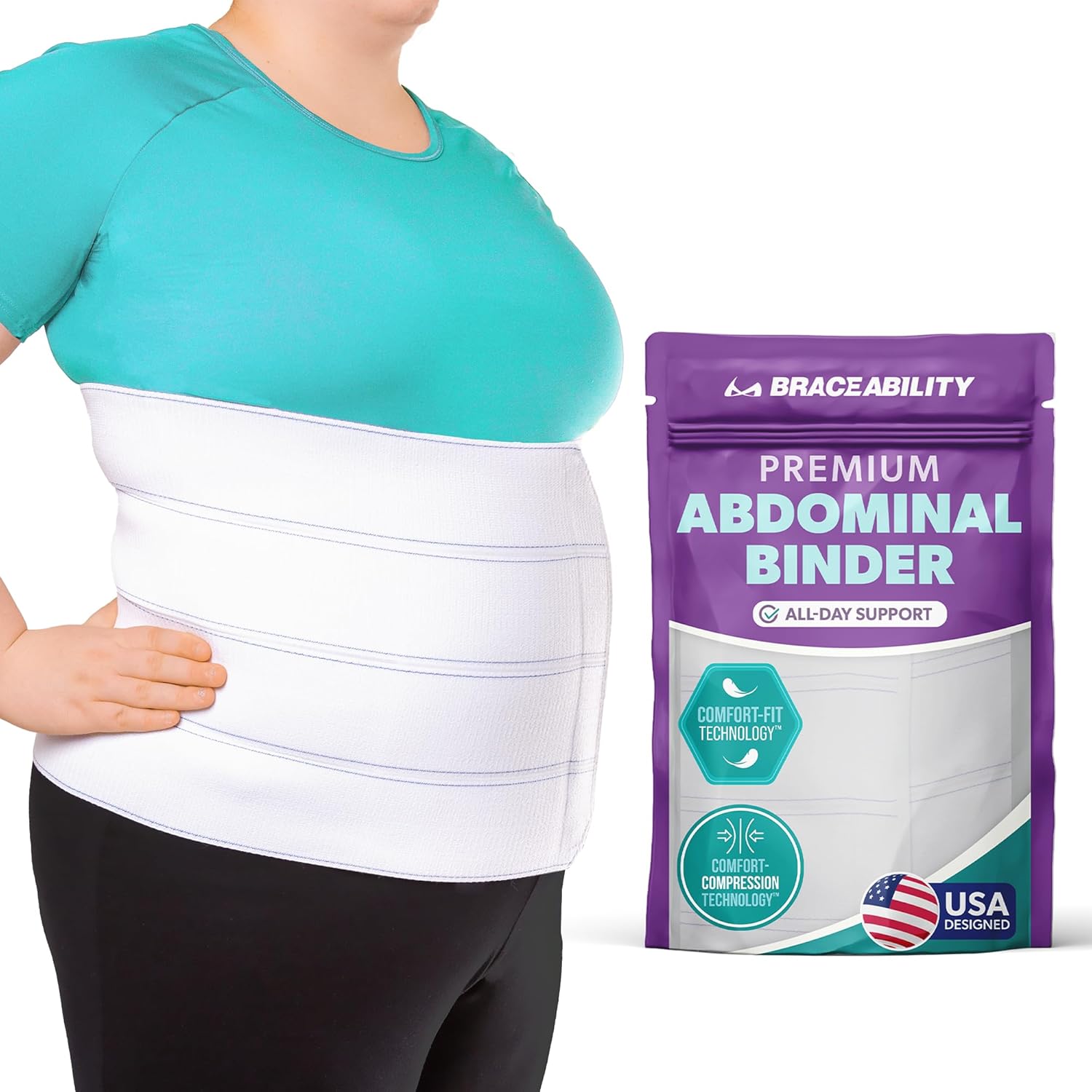 Buy now BraceAbility Medical Abdominal Stomach Binder - XXL Belly Band Compression for Diastasis Recti, Postpartum, Post-Surgical Wrap for Tummy Tuck Recovery, Post op Ab Binder for Women and Men (2XL 12") 4XL 12" at indiglob india