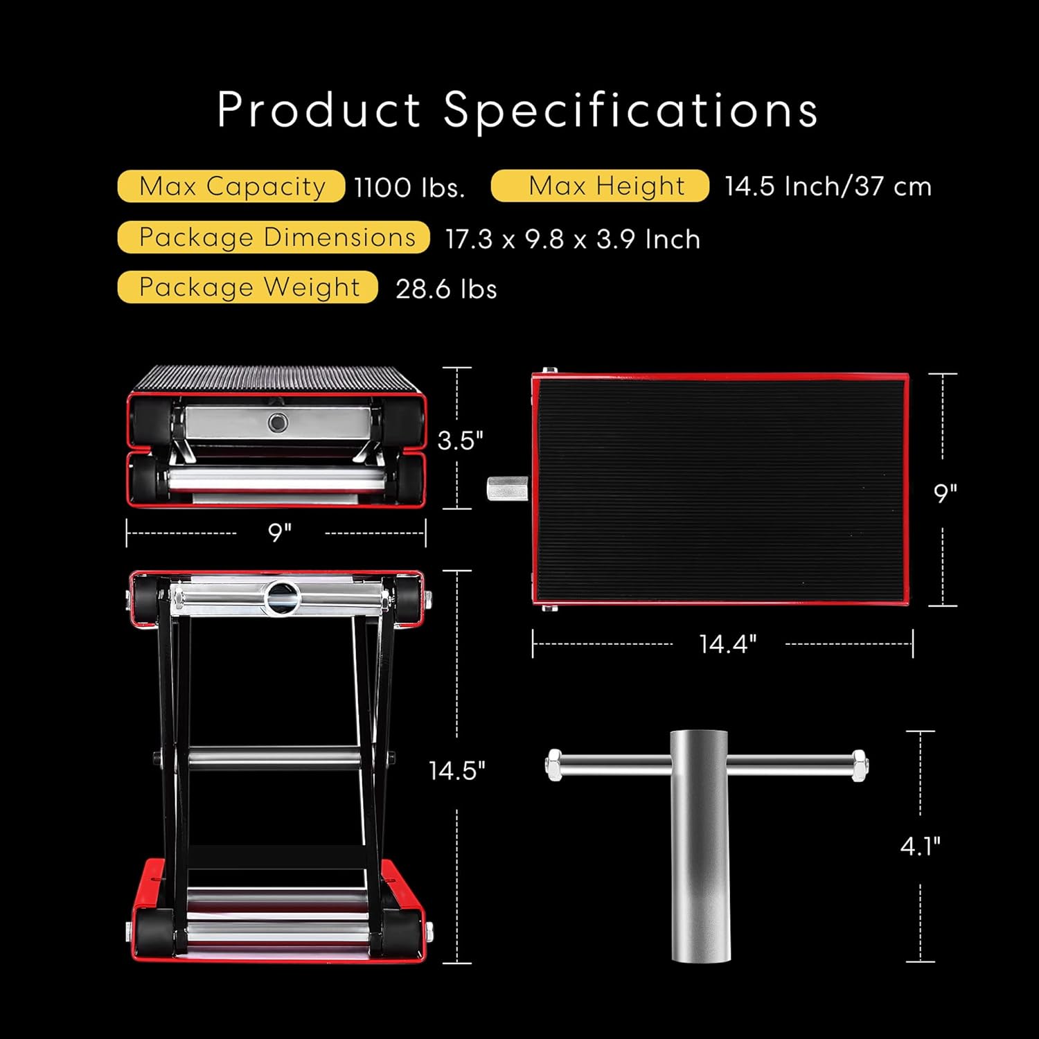 Buy now VIVOHOME Motorcycle Lift Scissor Jack Steel Wide Deck Hoist Crank Center Stand 1100 LBS Capacity for Motorcycles, ATVs, Dirt Bikes Red at indiglob india