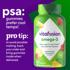 Buy now Vitafusion Omega-3 Gummy Vitamins, Berry Lemonade Flavored, Heart Health Vitamins(1) With Omega 3 EPA/DHA and Vitamins A, C, D and E, Americaâ€™s Number 1 Vitamin Brand, 60 Day Supply, 120 Count at indiglob india