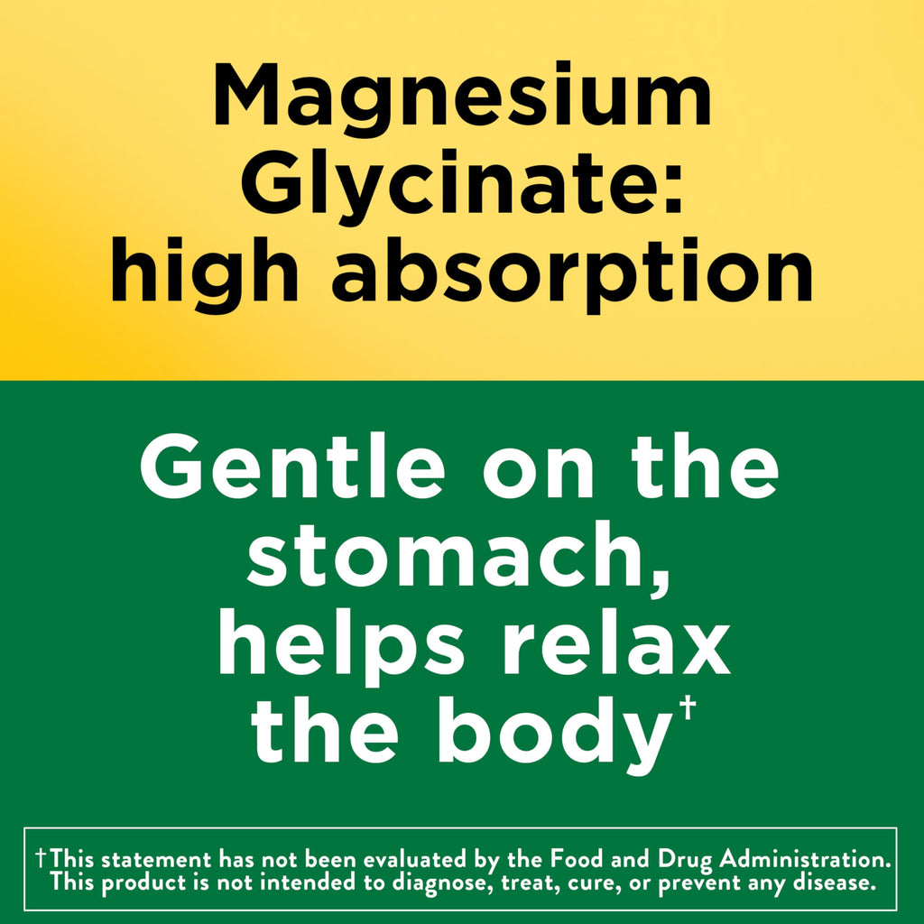 Nature Made Magnesium Glycinate 200 mg per Serving, 60 Capsules | High Absorption Magnesium Supplement for Muscle, Heart and Bone Support, Magnesium Bisglycinate Capsules, 30 Day Supply