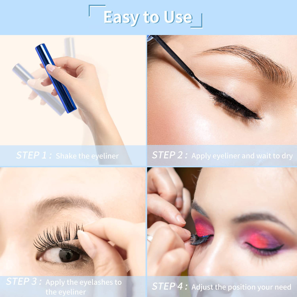 Magnetic Eyelashes and Eyeliner Kit, Reusable Magnetic Lashes 3D Natural Look with Eyeliner and Tweezers, Lightweight & Sweatproof False Eyelashes No Glue Needed