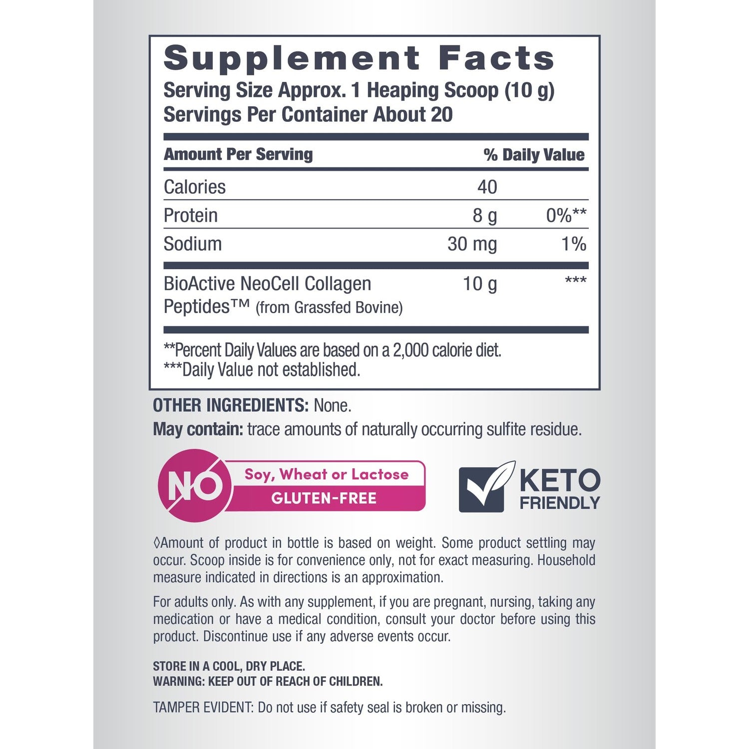 NeoCell Grassfed Collagen Peptides Powder | 14 oz | Unflavored | for Women and Men | Hair, Skin, & Nails