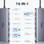 Buy now USB C Docking Station Dual Monitor,USB C Dual Monitor 2 HDMI Adapter,Triple Display 4K HDMI&VGA,10Gbps Data Transfer,14 in 1-3USB3.0&2USB2.0,Gigabit Ethernet,100W PD,SD/TF Card Reader,3.5mm Audio at indiglob india