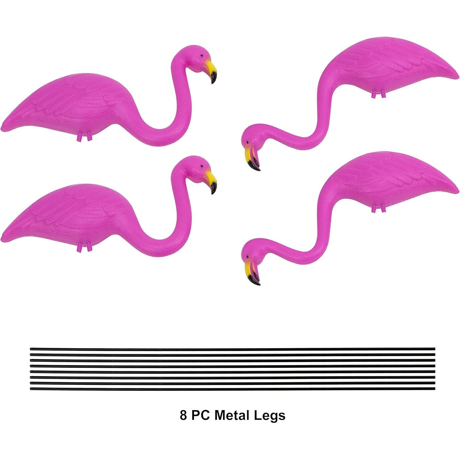 Buy now GIFTEXPRESS Pink Flamingos Yard Decorations - 4 Pack Small 14" Tall Plastic Flamingo Statue w/Metal Stakes - Lawn Ornaments & Garden Decor for Outdoor Parties at indiglob india