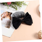 Buy now Beaupretty 2 Pieces Hair Snood Net Barrette Mesh Clip Elastic Butterfly Bun Bow Headdress for Lady Women Dance Office (Black) at indiglob india