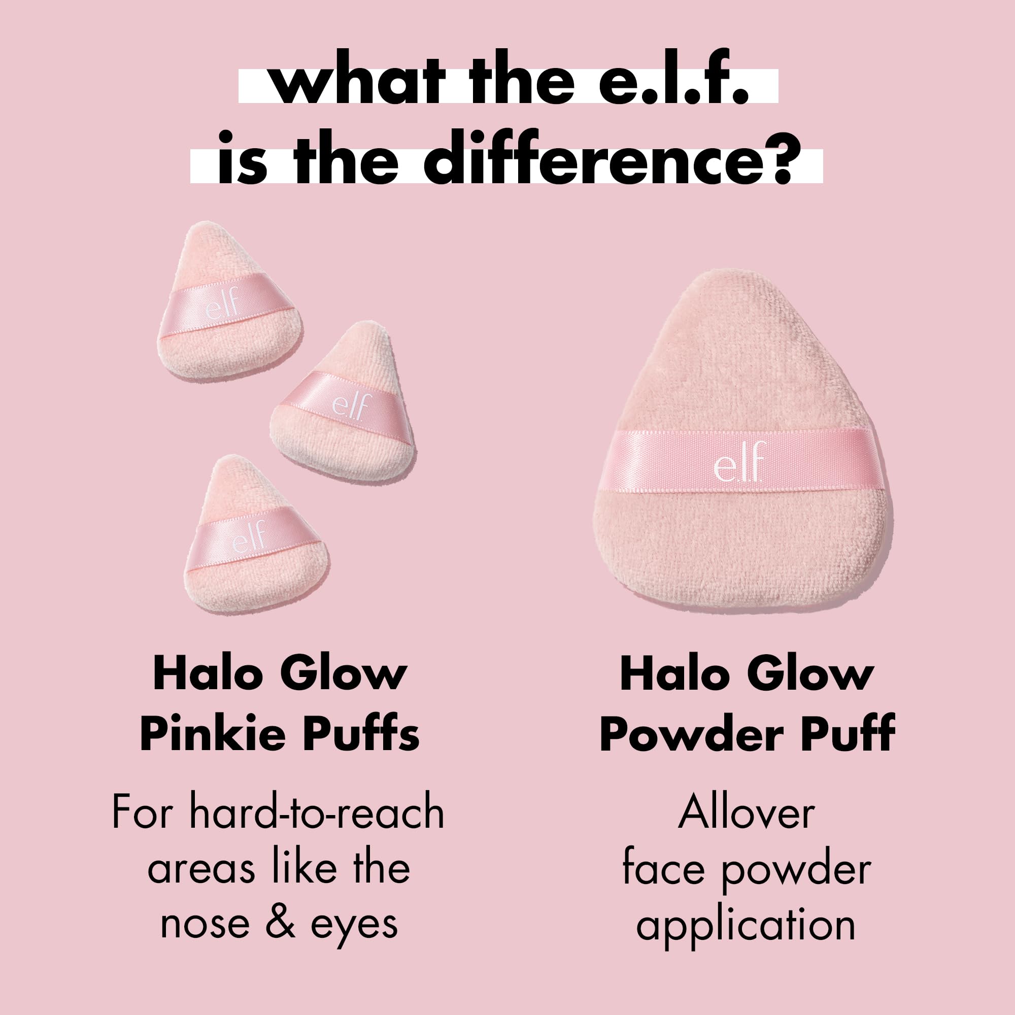 e.l.f. Halo Glow Pinkie Puffs | Finger-sized, Mini Puff For Applying Loose & Pressed Powders, Soft, Reusable & Washable, Vegan & Cruelty-Free, Set of 3