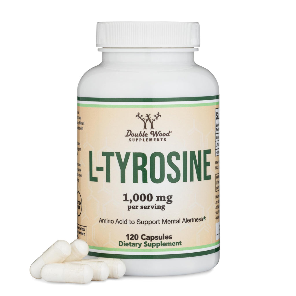 L-Tyrosine 1,000mg, Focus, Attention + Mood Support, 120 Capsules | Focus, Attention + Mood Supplement, Clean Focus Without Caffeine Jitters, Best AM on Empty Stomach, Vegan Caps, Non-GMO
