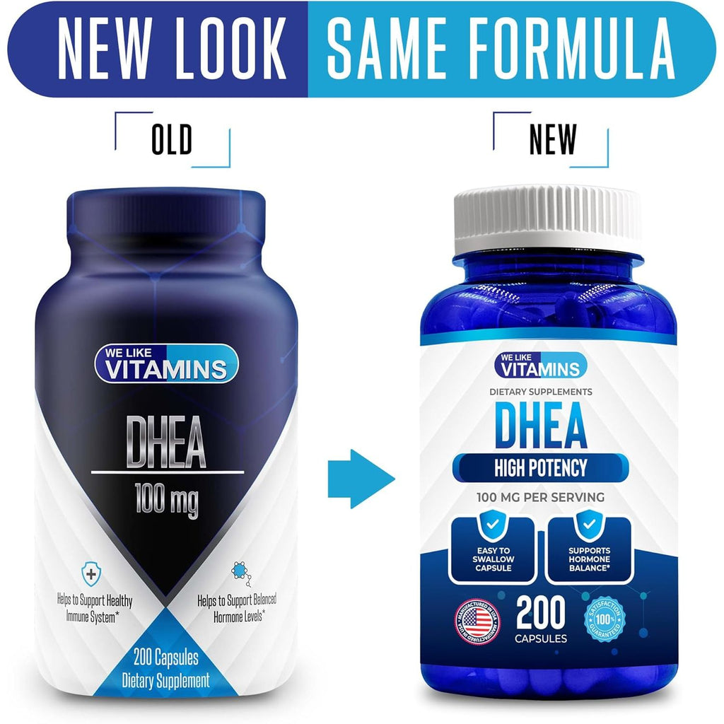 Buy now We Like Vitamins DHEA 100mg 200 Capsules - 200 Day Supply of DHEA Capsules - Helps with Hormone Balance and Energy Levels for Men & Women at indiglob india