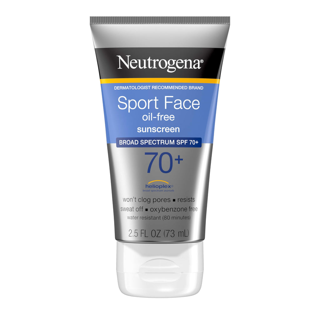 Neutrogena Sport Face Sunscreen Lotion SPF 70+, 2.5 fl. oz | Sweat- and Water-Resistant, Broad Spectrum UVA/UVB Protection, Oxybenzone-Free, Good for Active Lifestyles