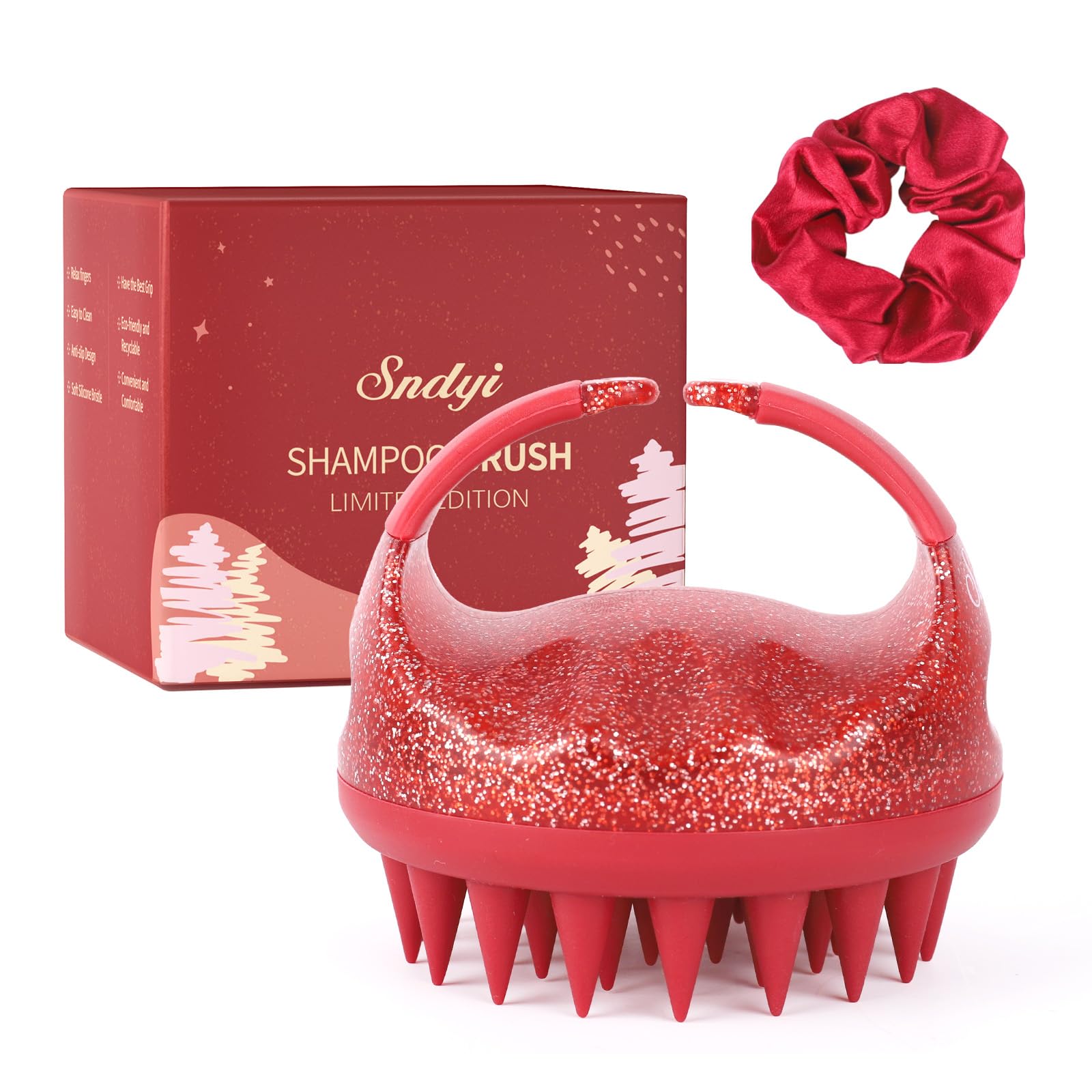 Buy now Sndyi Soft Silicone Scalp Massager for Dandruff Removal and Hair Growth - Wet Dry Scalp Exfoliator Brush for Scalp Care - Beige Red-limited Edition at indiglob india
