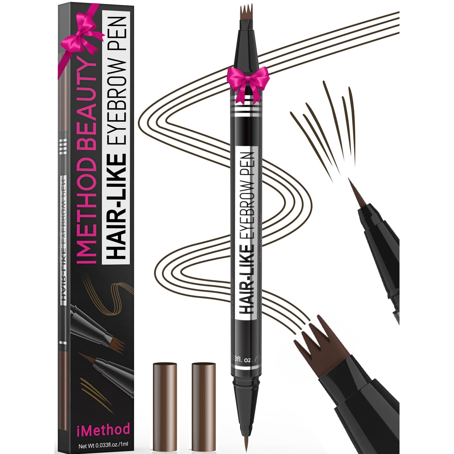 Buy now iMethod Microblading Eyebrow Pen - Eyebrow Pencil Magical 2-in-1 Dual-Ended Eye Brow Pencils for Women with 4-Fork-Tip & Ultra Precise Brush-Tip Create Natural Hair-Like Brows, Last All-Day, Brown at indiglob india