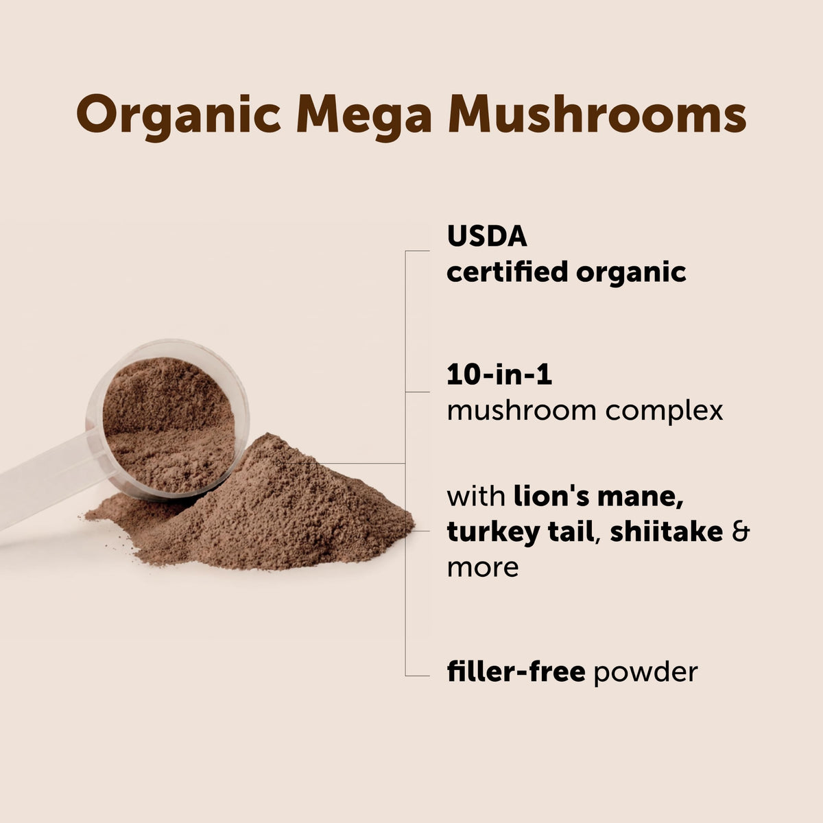 Micro Ingredients Organic Mega Mushroom Powder, 10-in-1 Mushroom Blend, 5oz