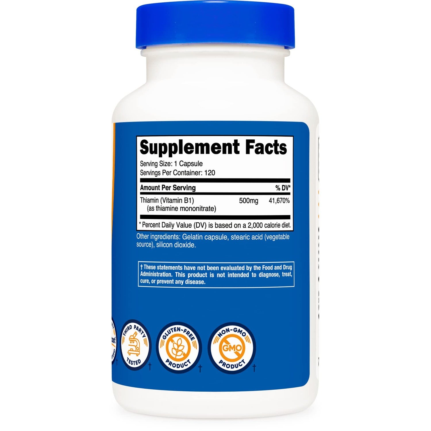 Nutricost Vitamin B1 (Thiamin) 500mg, 120 Capsules (2 Bottles)
