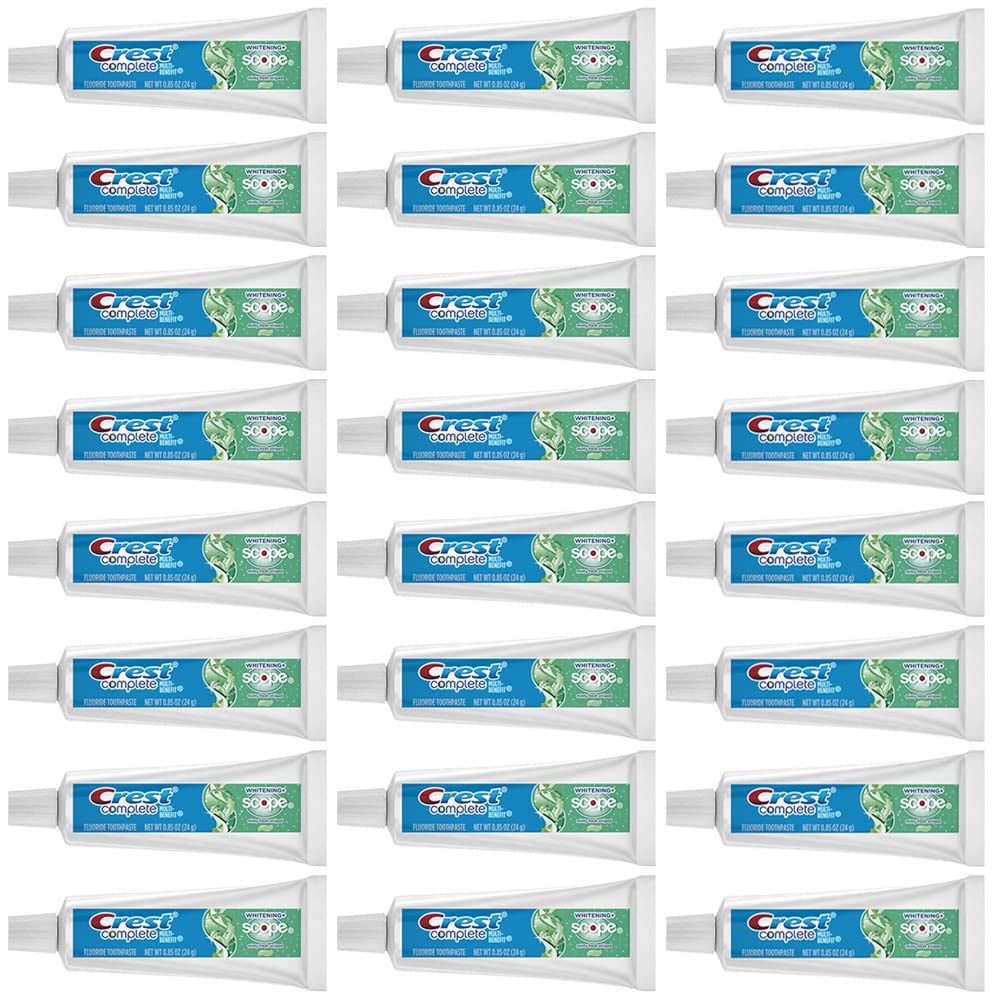 Crest Complete Whitening Scope Minty Toothpaste, Travel Size 0.85 Oz, (24g) - Pack of 24