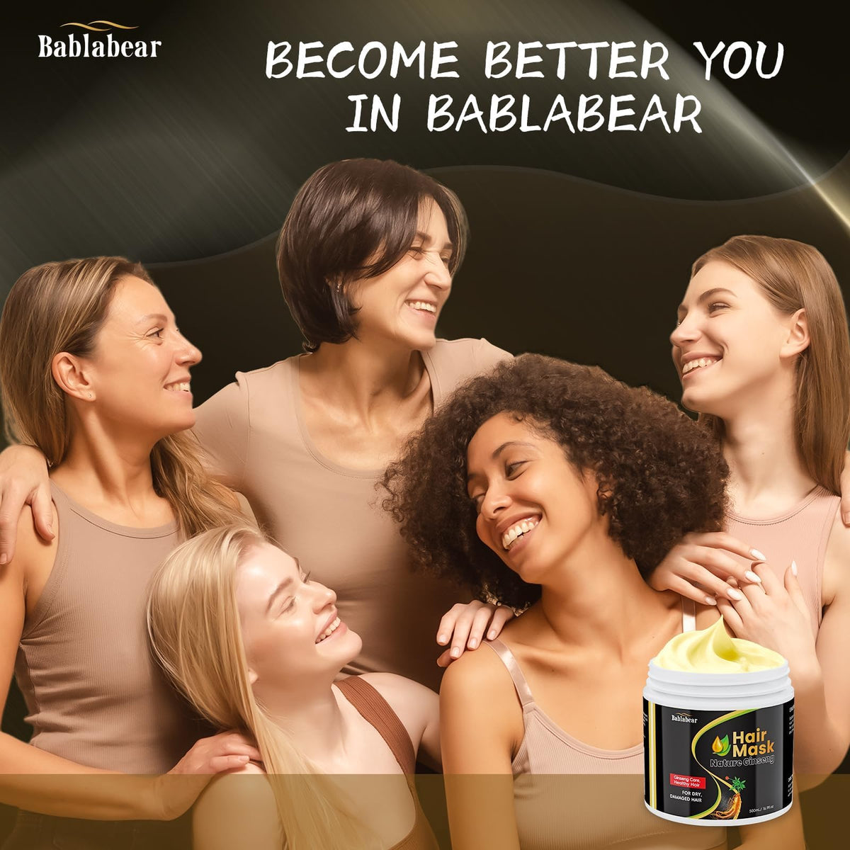 Bablabear Hair Mask for Damaged Hair,Hair Treatment for Color Treated Hair Deep Conditioner,Mascarilla Para El Cabello for Dry/Frizzy Hair.Moisturizer and Adds Shine.Hair Care for Curly Hair.500ml