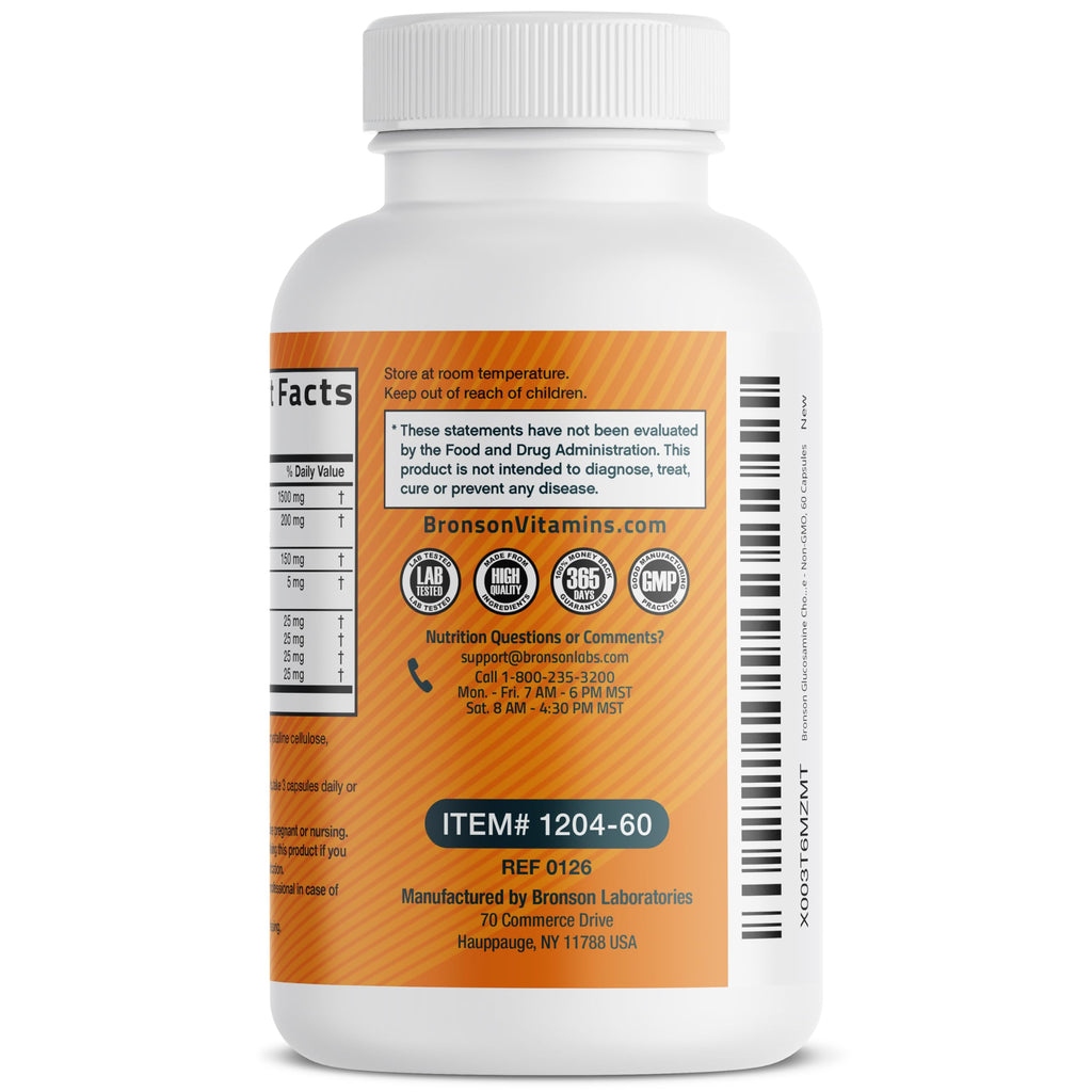 Bronson Glucosamine Chondroitin Turmeric & MSM Joint Support, 60 Capsules | Standardized Boswellia, Shellfish-Free Glucosamine, Mobility & Comfort Support, Non-GMO, Gluten-Free & Soy-Free
