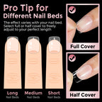 Luckyfairy Extra Short Square Fake Nails, Soft Gel Pre-Shaped Acrylic XS Short Square Nail Tips, Half Matte Full Cover Clear Press on Flase Nail Tips for Nail Extension Home DIY 240pcs/12 Sizes