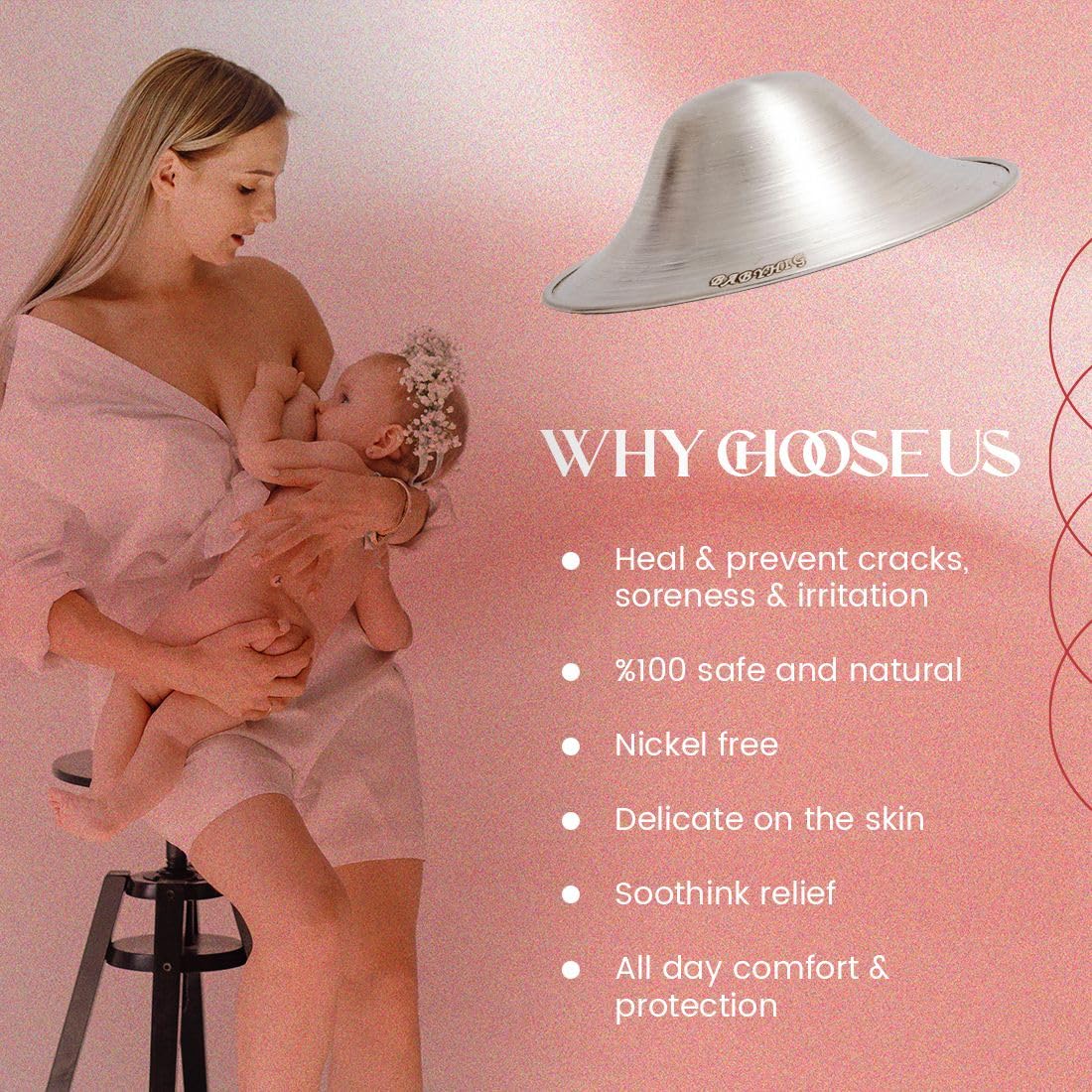 The Orginal Silver Nursing Cups – Silver Nipple Shields for Breastfeeding - Nipple Guards Protector for Breastfeeding - Nipple Shields for Nursing Newborn – Nickel Free – 925 Silver