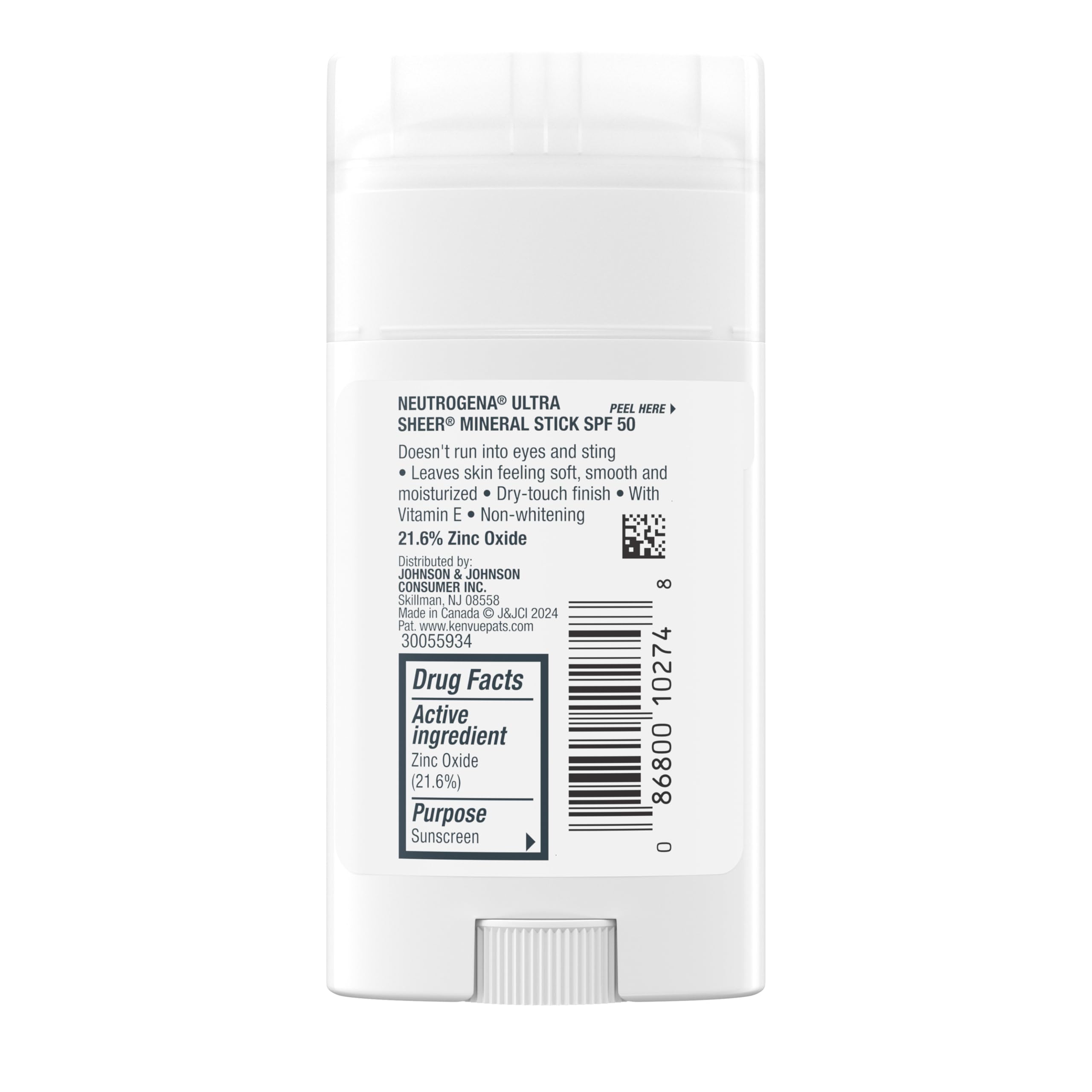 Neutrogena Ultra Sheer Mineral Sunscreen Stick SPF 50, 1.5 oz | Sensitive Skin, Zinc Oxide, Face & Body Sunscreen, Vitamin E, No White Residue, Vegan