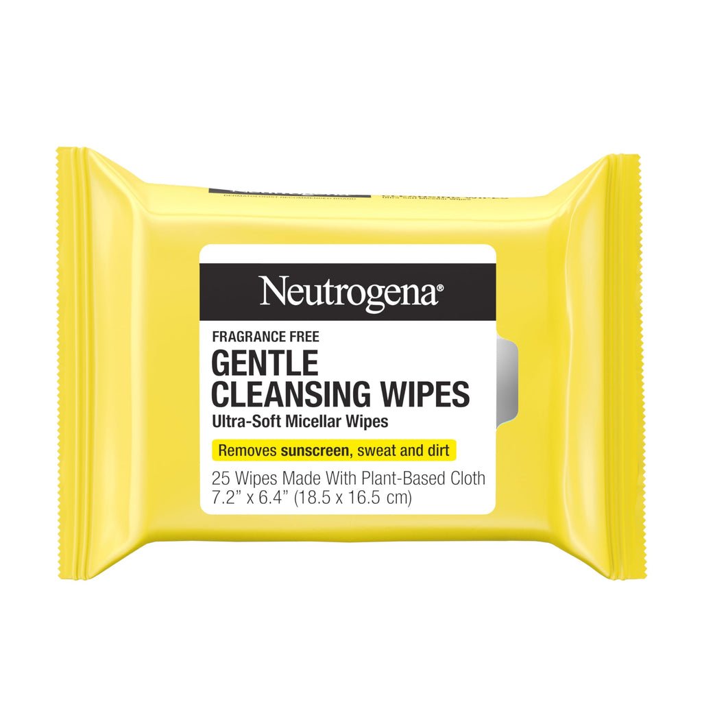 Buy now Neutrogena Gentle Facial Cleansing Wipes, Ultra-Soft Micellar Cleansing Wipes for Effortless Cleansing Made Gentle, Fragrance Free Face Wipes for Sensitive Skin, Hypoallergenic, 25 ct at indiglob india
