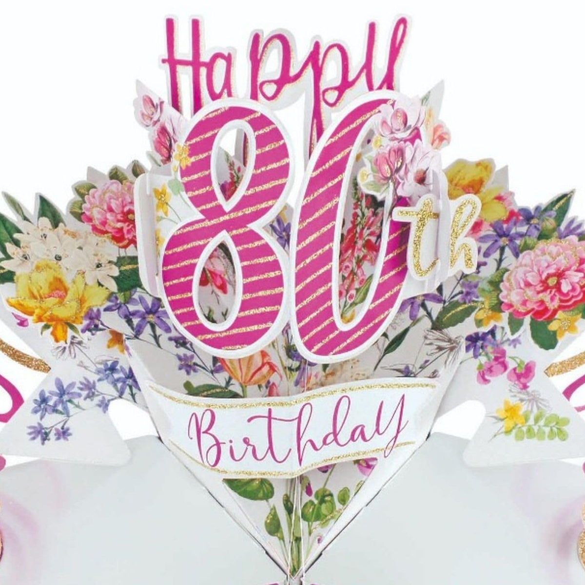 Happy 80th Birthday Pop-Up Greeting Card Original Second Nature 3D Pop Up Cards