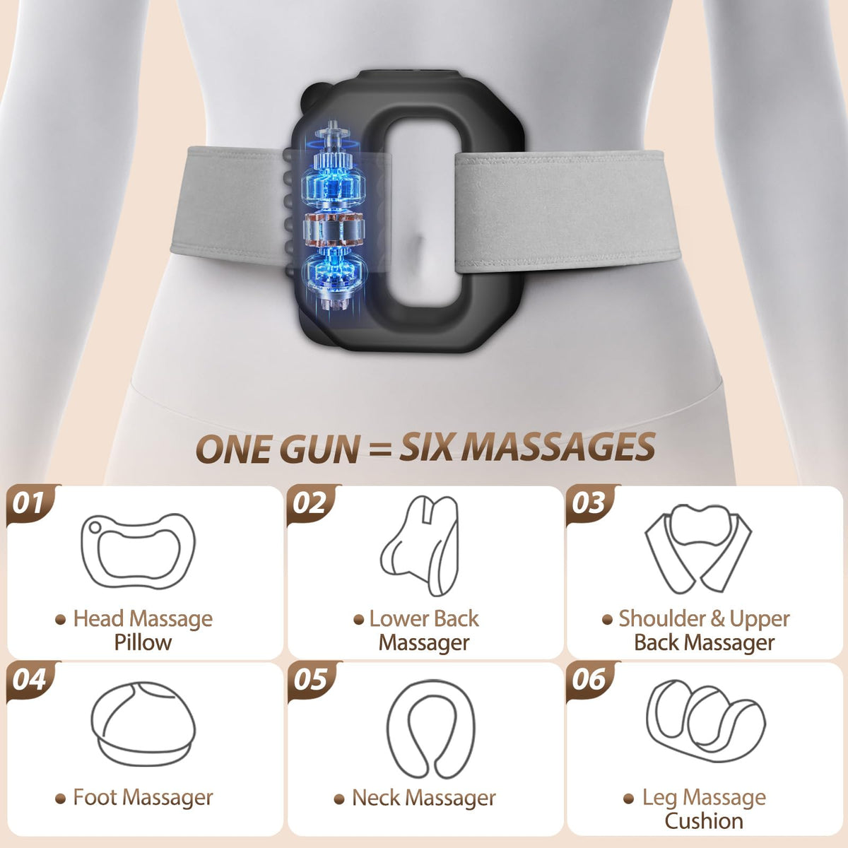 AddWin 2026 New Fascia Ring R10 Massager, Vibration Plate for Lymphatic Drainage with Belt, Adjustable Full-Body Portable Cordless Deep Tissue Massager, 3 Modes & 6 Intensities