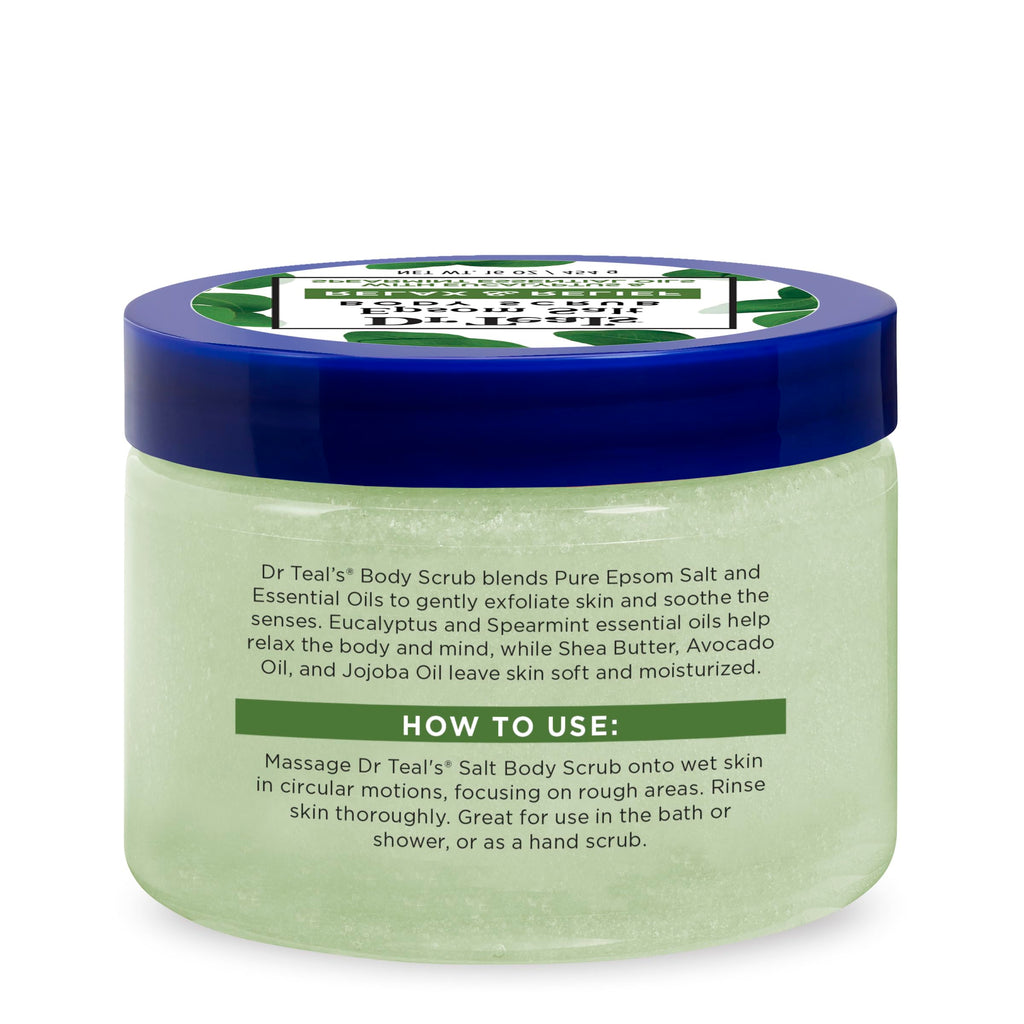 Dr Teal's Pure Epsom Salt Body Scrub, Relax & Relief with Eucalyptus & Spearmint Essential Oils, 16 oz (Pack of 3)