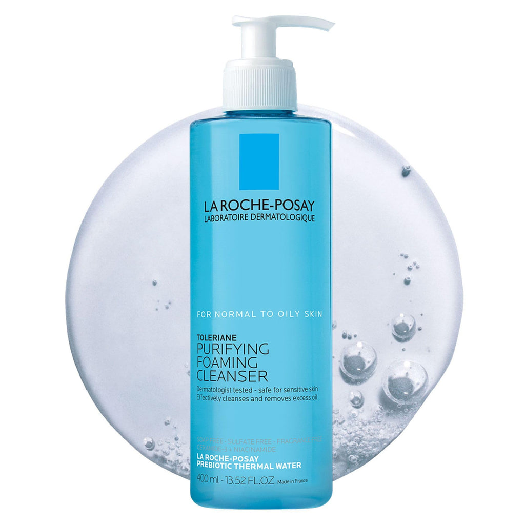 La Roche-Posay Toleriane Purifying Foaming Facial Cleanser, 13.52oz | Oil free face wash for sensitive skin with niacinamide and ceramides. Pore cleanser that won’t dry out skin and is soap free.