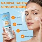 Beef Tallow Sunscreen, Broad Spectrum Mineral Lotion with Non-Nano Zinc Oxide - No White Cast, Non-Greasy, Reef-Safe & Water-Resistant for Sensitive Skin (3 Fl Oz)