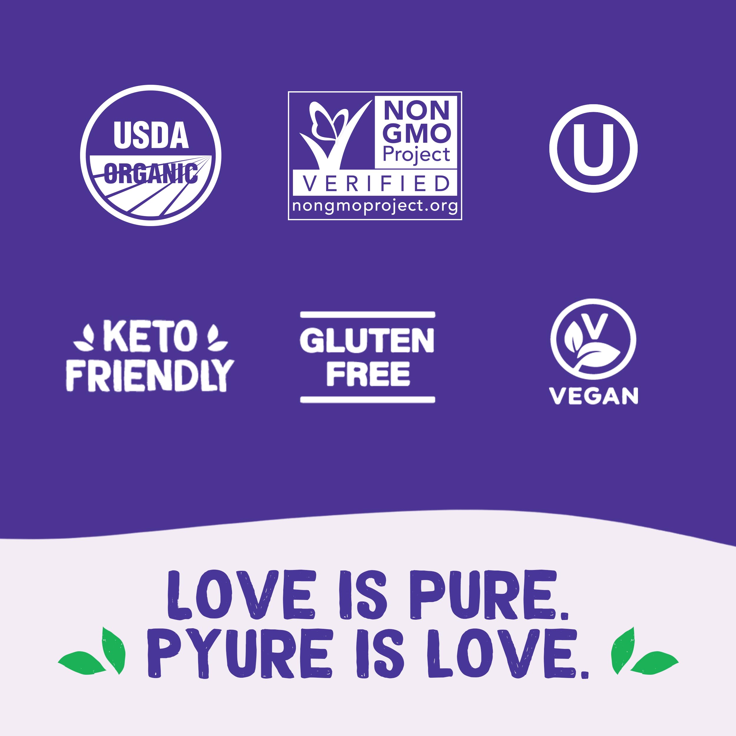 Pyure Organic Stevia Extract Powder, 100% Pure Stevia Leaf Extract, No Fillers, Sugar-Free, Keto, Paleo, Diabetic Friendly, Zero Calorie, 300x Sweeter Than Sugar, 1,000 Servings, USDA Organic