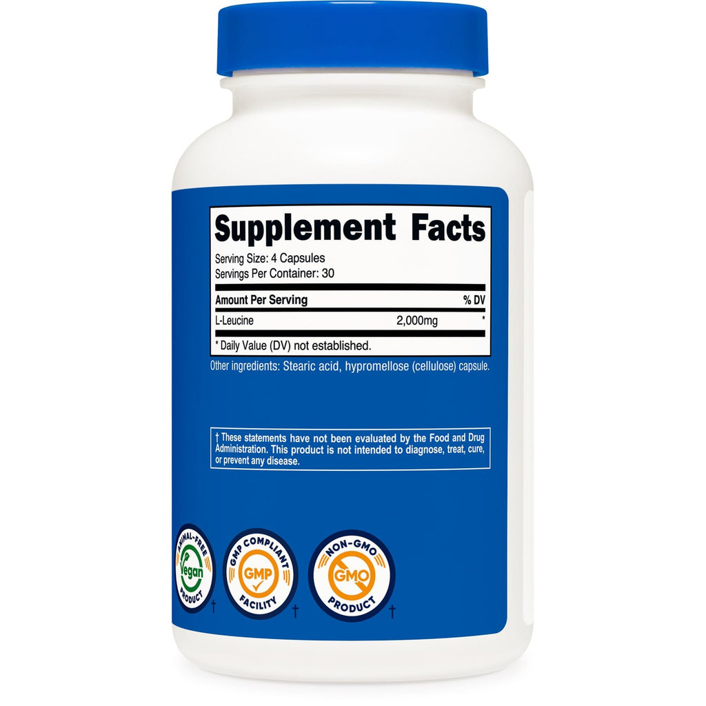 Nutricost L-Leucine 2,000mg, 120 Vegetarian Capsules, Non-GMO, Gluten Free, 30 Servings (Pack of 2)