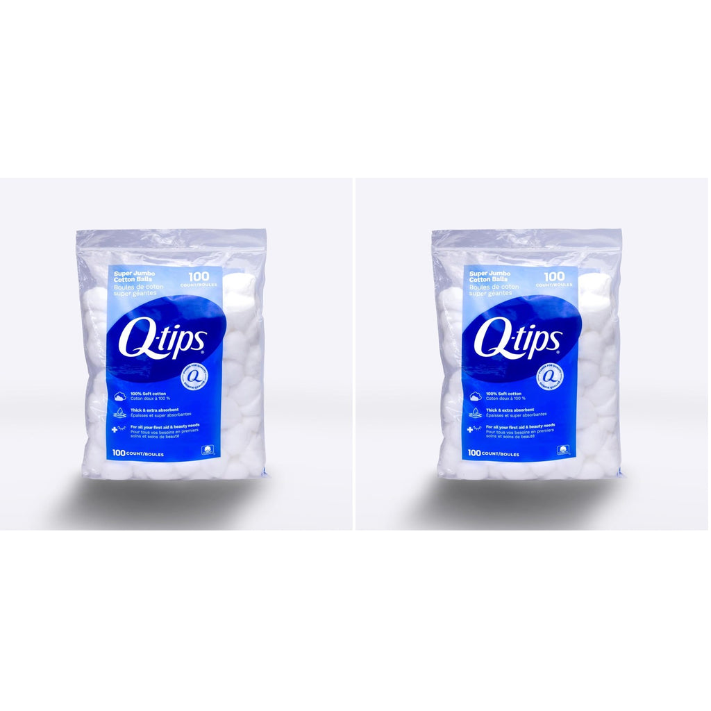 Q-Tips Super Jumbo Cotton Balls for Beauty, First Aid and Baby Care, 100% Thick Cotton, 100 Count