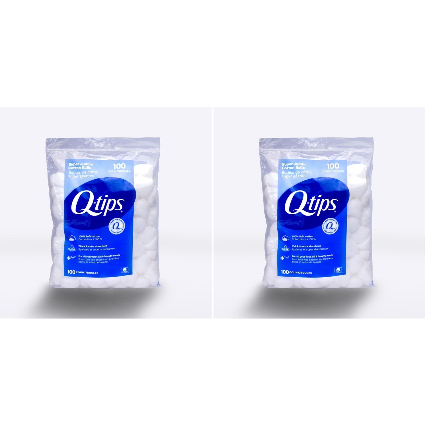 Q-Tips Super Jumbo Cotton Balls for Beauty, First Aid and Baby Care, 100% Thick Cotton, 100 Count