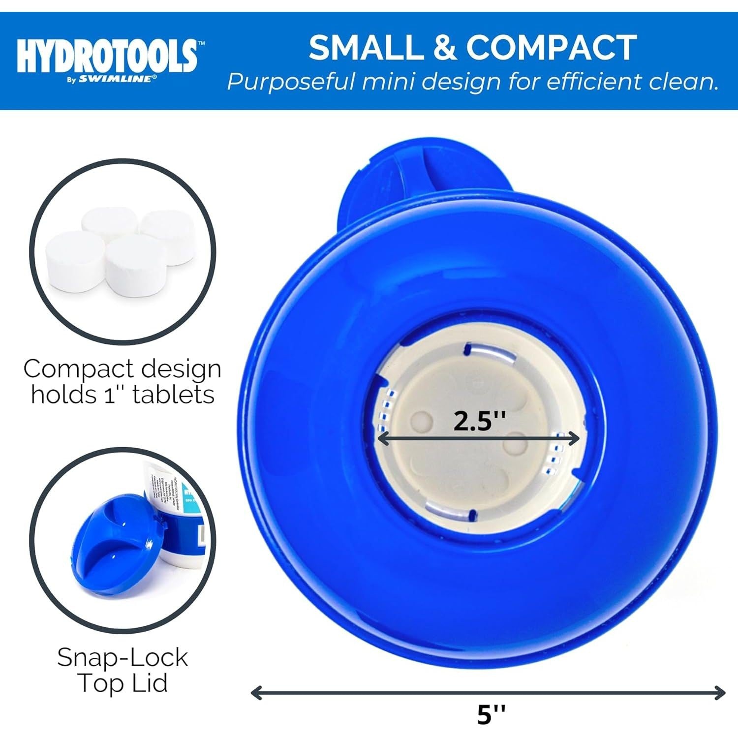 Buy now HYDROTOOLS BY SWIMLINE 8715 Mini Chemical Dispenser For Spas and Personal Pools| Compatible With Bromine & Chlorine Supports 1’’ Tablets | Adjustable Control Ring For Customizable Flow Rate at indiglob india