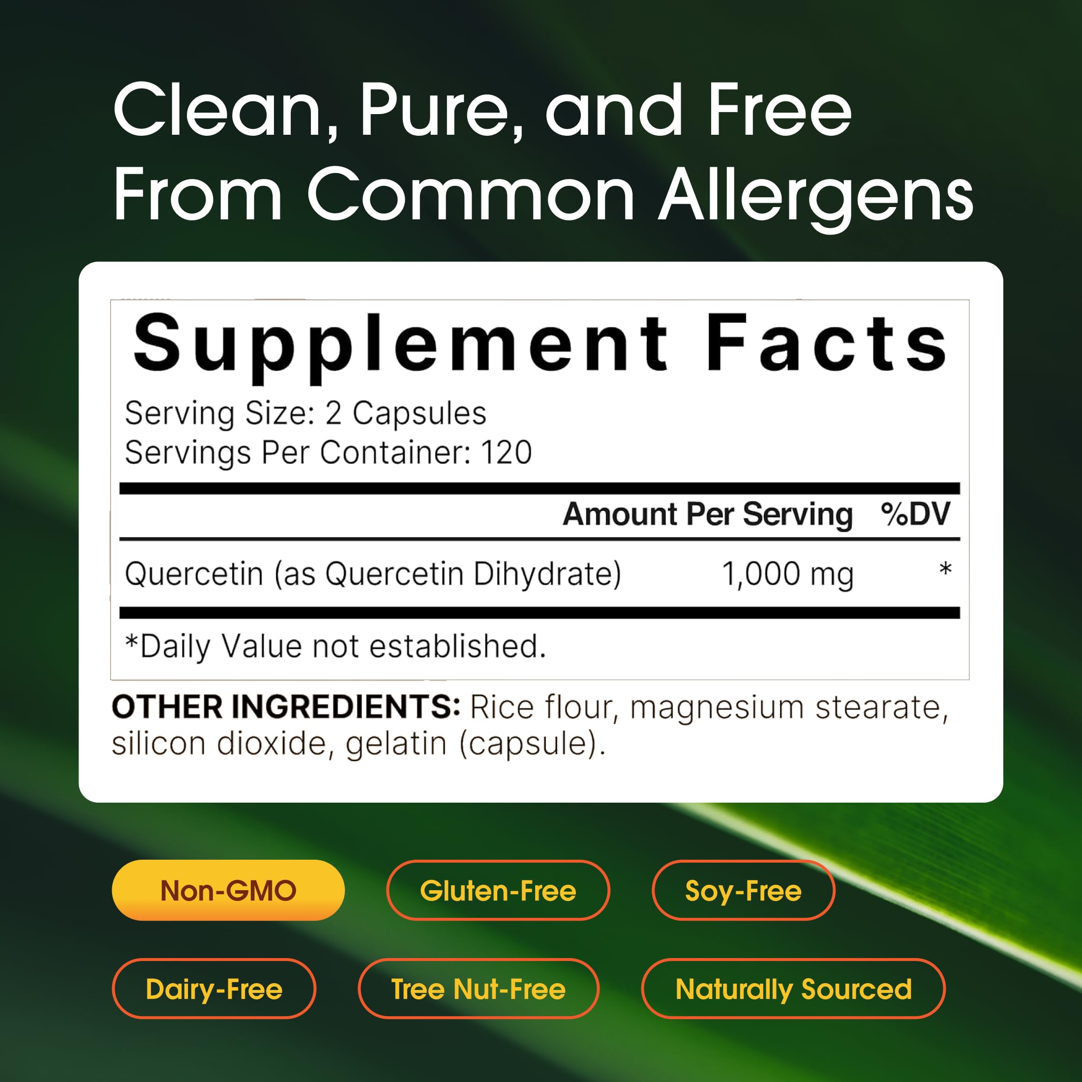 NatureBell Quercetin 1,000mg - 240 Capsules - Ultra Strength Supplement for Healthy Immune Support* - Quercetin Dihydrate from Sophora Japonica - 3rd Party Tested - Single-Ingredient Purity