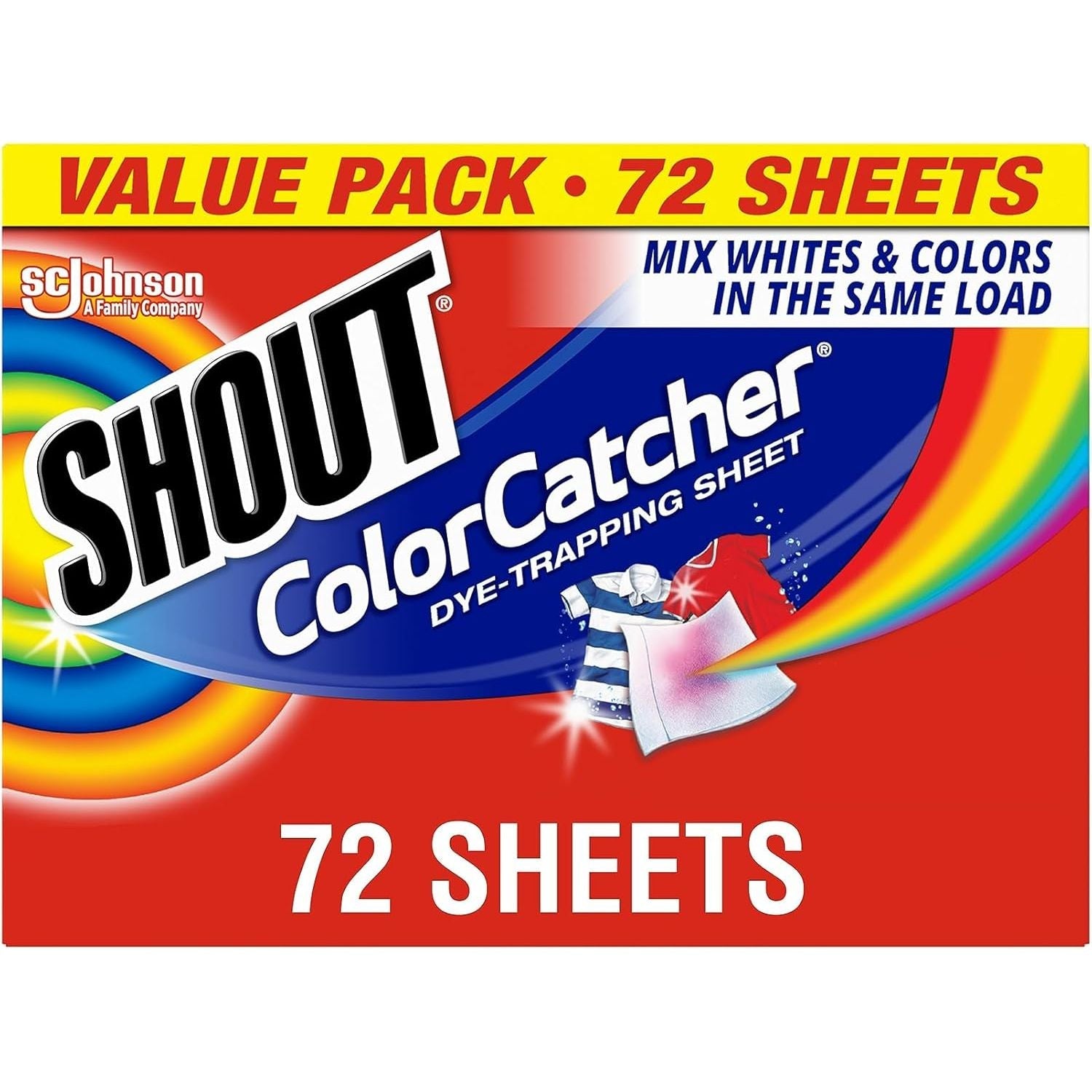 Buy now Shout Color Catchers for Laundry, Allow Mixed Washes, Prevents Color Runs and Maintains Original Clothing, 72 Count at indiglob india