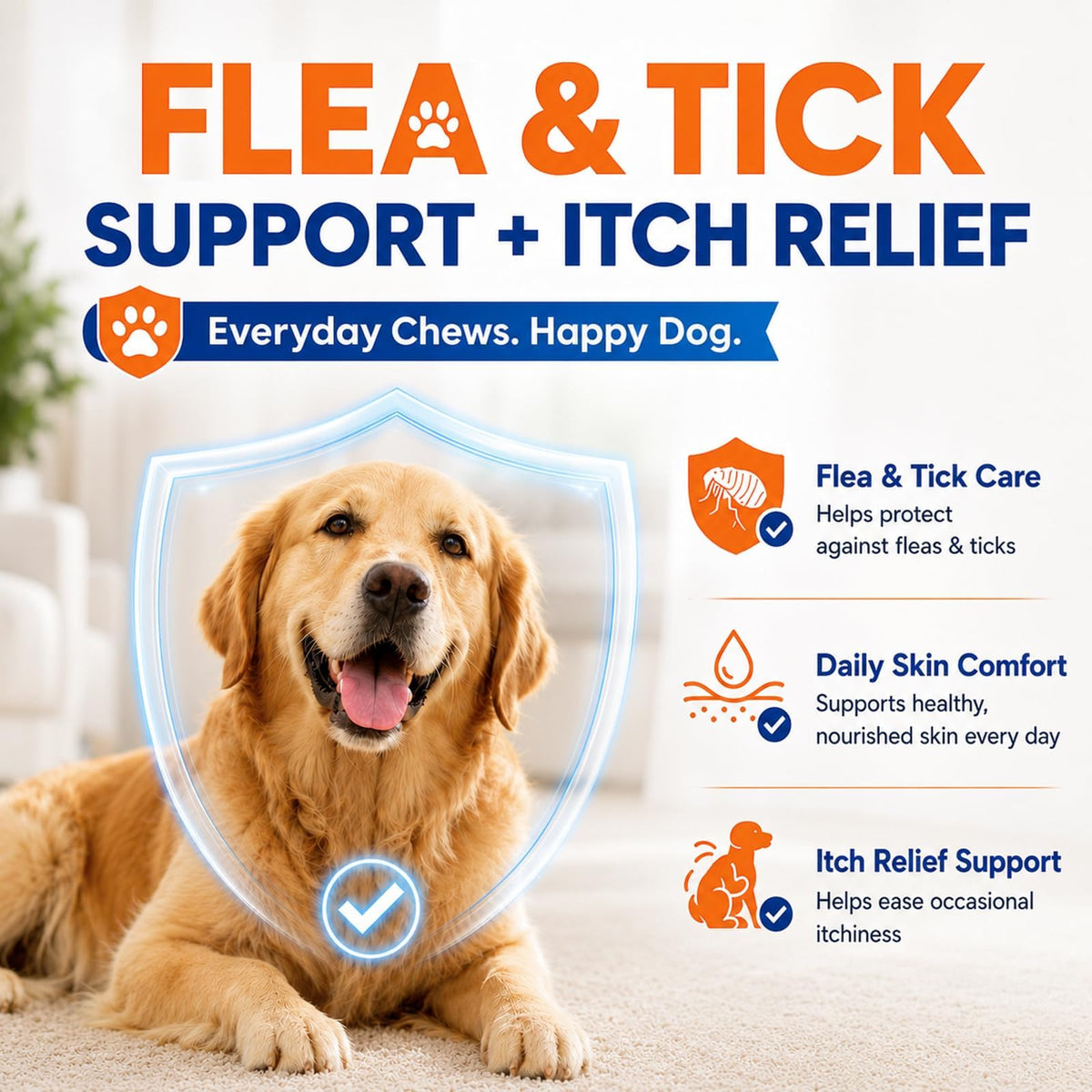Carmelie Flea and Tick Prevention for Dogs, Flea & Tick + Itch Relief Chews