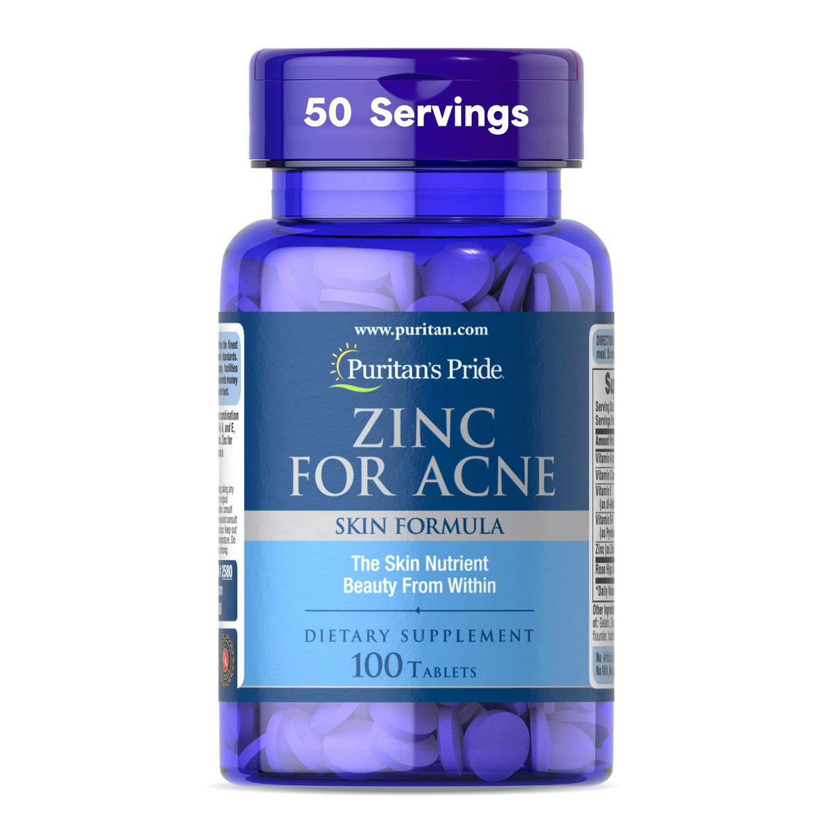 Puritan's Pride Zinc for Acne Skin Formula with Vitamins C, B-6, A, and E