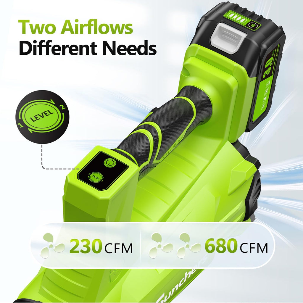 Electric Leaf Blower Cordless with 3.0Ah Battery and Charger, 680CFM 230MPH