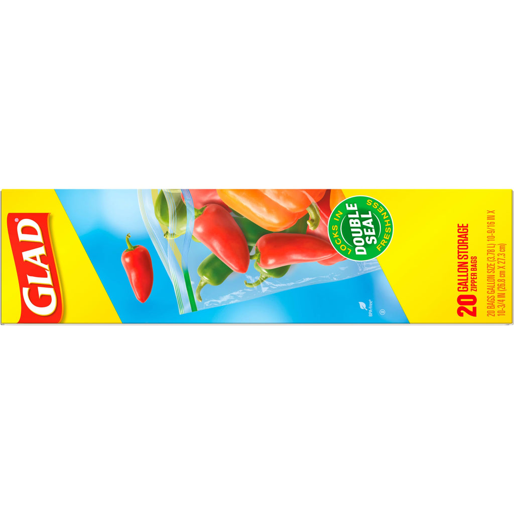 Glad Zipper Food Storage Zipper Bags - Gallon - 20 Count