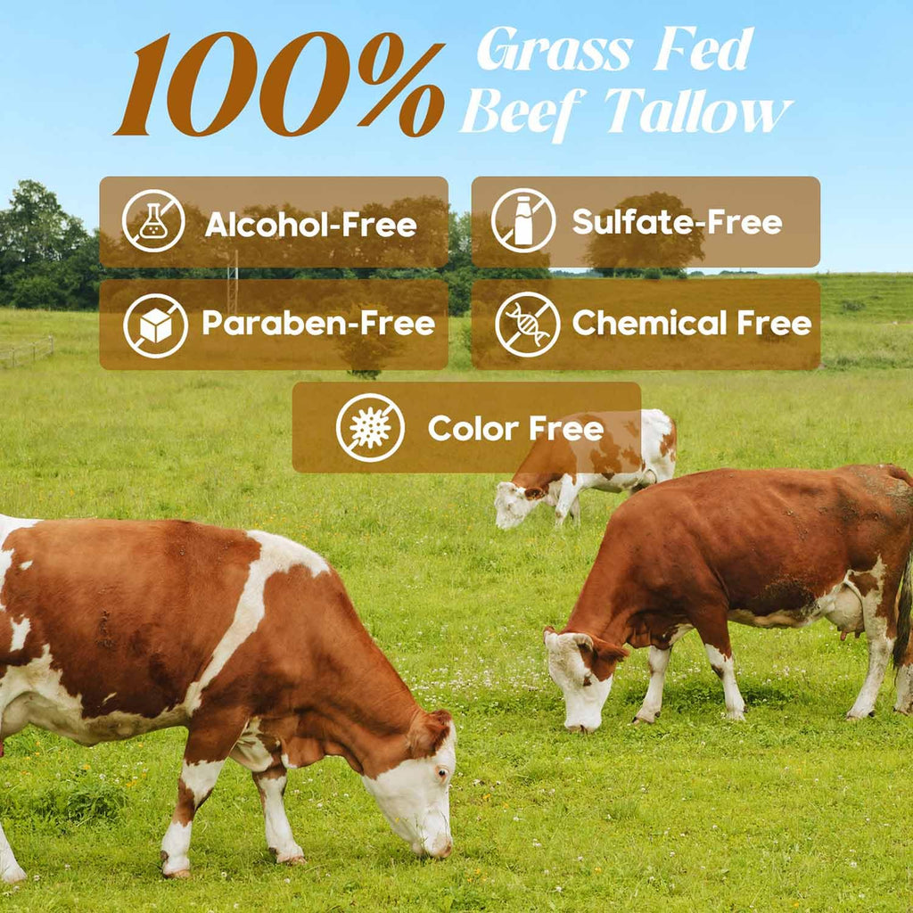 Hicream Beef Tallow for Skin, Beef Tallow and Honey Balm, 100% Organic Grass-Fed Beef Tallow, Face & Body Moisturizer for Dry, Cracked, Sensitive Skin - Handmade - Natural Formula (4 Oz, Unscented)