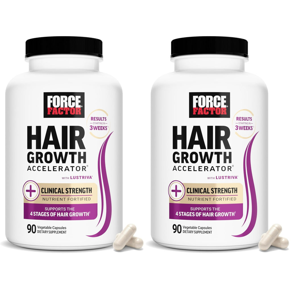 Force Factor Hair Growth Accelerator Soft Chews with Lustriva | Hair Growth Vitamins for Women & Men with Clinically Studied Lustriva & Biotin for Thicker, Fuller Hair, 60 Soft Chews