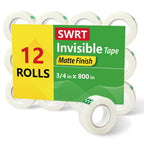SWRT Invisible Tape Refills, 12 Rolls, 3/4 in x 800 in, Matte Finish