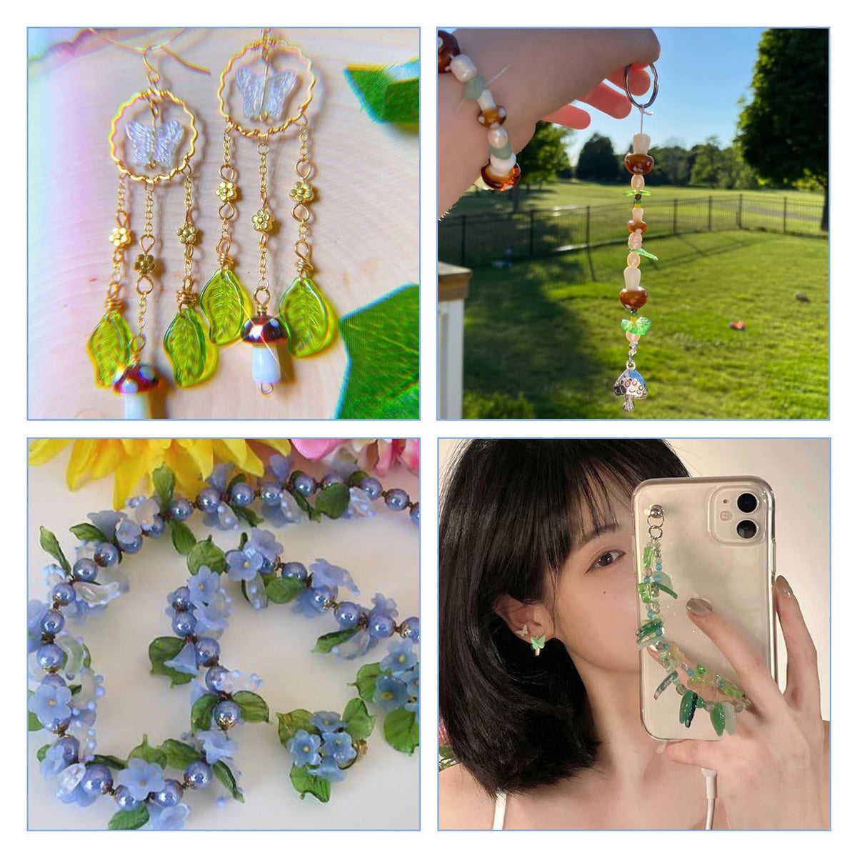 Pandahall 320 Pcs Green Acrylic Leaf Beads Transparent Maple Leaves Pendants Tiny Green Leaf Bead Caps for Jewelry Making DIY Spring Crafts Earring Bracelet