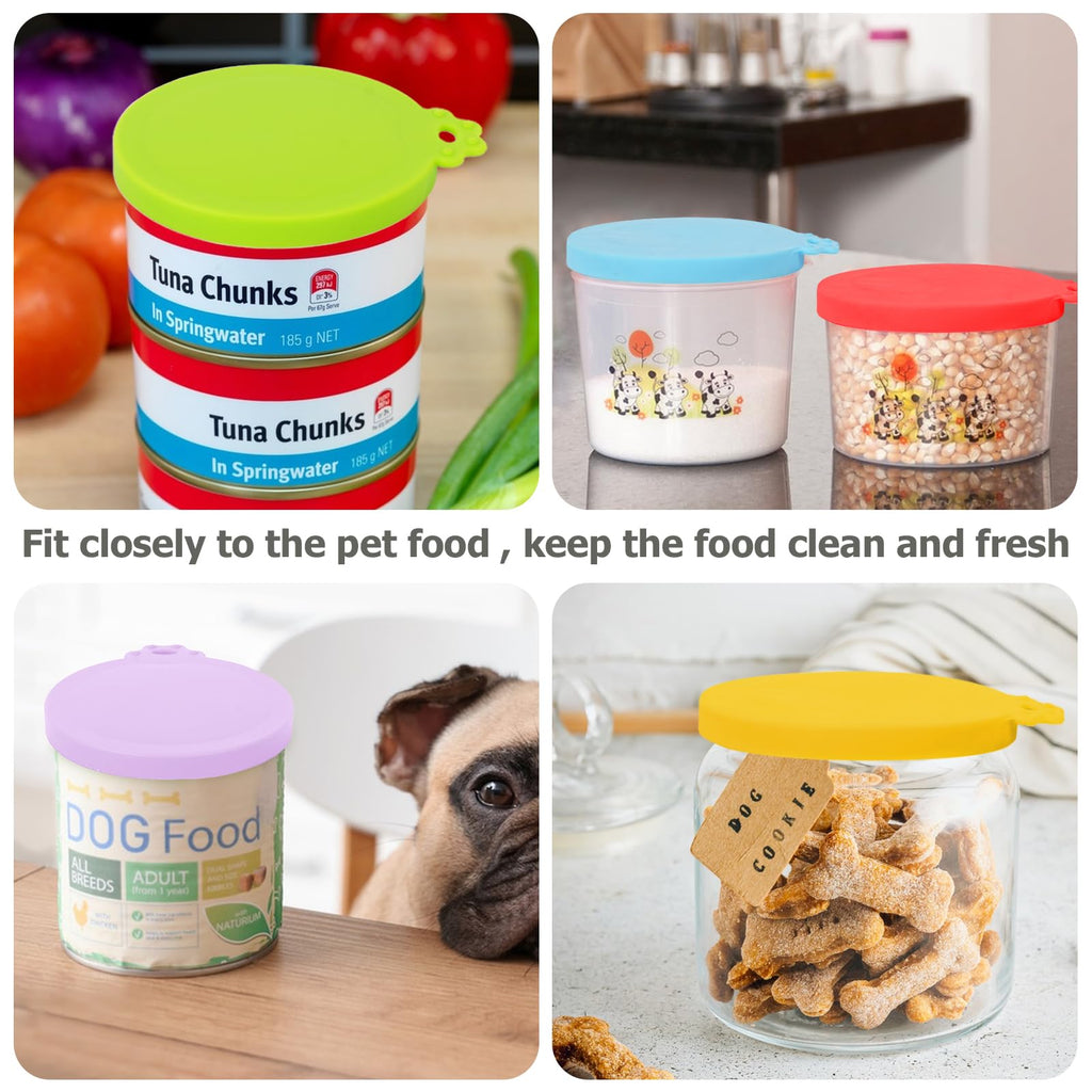 5 Pack Pet Food Can Covers Universal Can Lids Safe/Silicone Dog&Cat Food Can Lid Covers